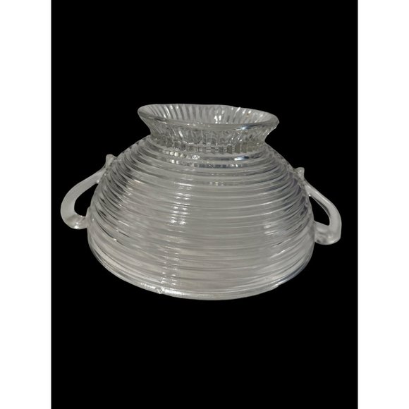 Vintage 1938-43 Anchor Hocking clear Manhattan large footed fruit bowl FLAW - Picture 2 of 6